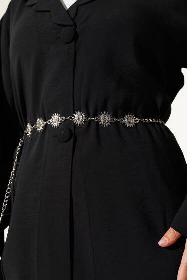 Güneş Sembollü Zincir Kemer Gümüş - Zincirli Kemer