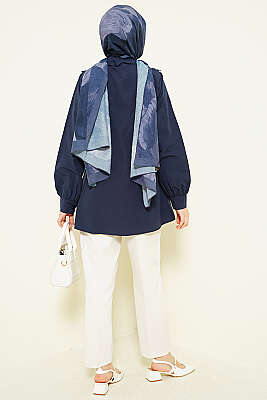 Güpürlü Bağcıklı Gömlek Lacivert - Gömlek