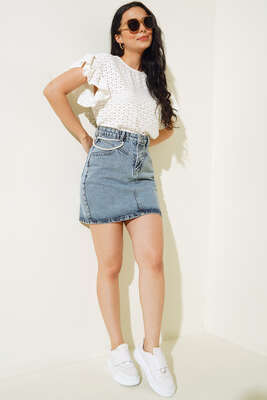 Güpürlü Balon Kol Bluz Ekru - Kadın Giyim Modelleri