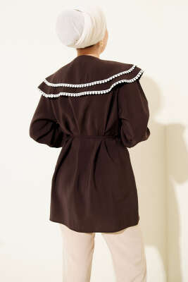 Güpürlü Çift Denizci Yaka Gömlek Acı Kahve - Gömlek