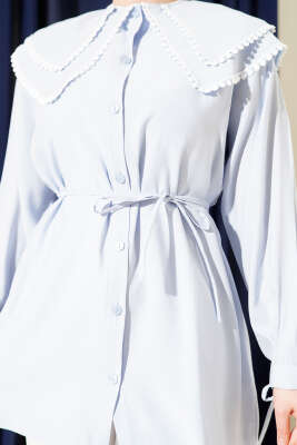 Güpürlü Çift Denizci Yaka Gömlek Bebe Mavi - Gömlek