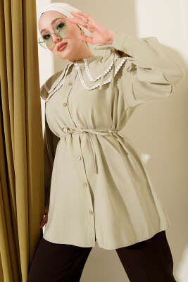 Güpürlü Çift Denizci Yaka Gömlek Nefti - DUFON