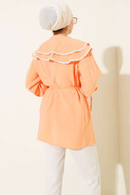 Güpürlü Çift Denizci Yaka Gömlek Oranj - Gömlek