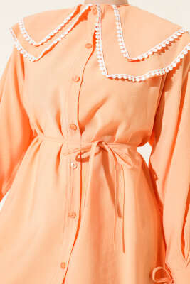 Güpürlü Çift Denizci Yaka Gömlek Oranj - Gömlek