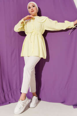 Güpürlü Çift Denizci Yaka Gömlek Sarı - Gömlek