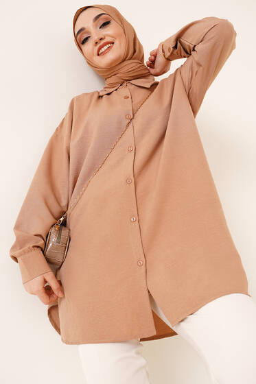 Hafif Salaş Gömlek Latte - Gömlek