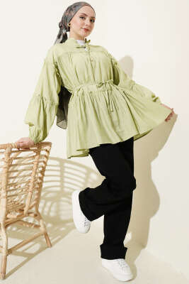 Hakim Yaka Bel İpli Tunik Çağla Yeşili - Tunik