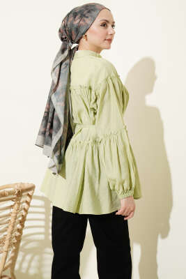 Hakim Yaka Bel İpli Tunik Çağla Yeşili - Tunik