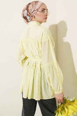 Hakim Yaka Bel İpli Tunik Sarı - Tunik
