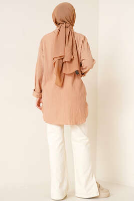 Hakim Yaka Çİft Cep Gömlek Camel - Gömlek