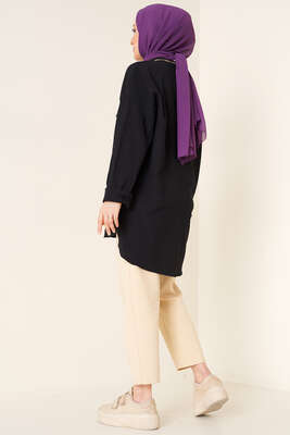 Hakim Yaka Çİft Cep Gömlek Siyah - Gömlek