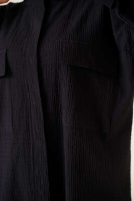 Hakim Yaka Çİft Cep Gömlek Siyah - Gömlek