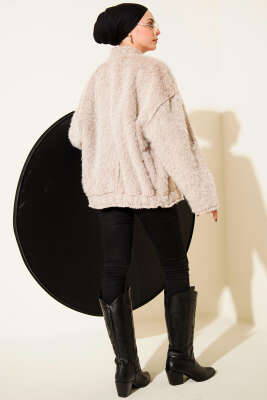 Hakim Yaka Çıtçıtlı Sakallı Ceket Bej - Ceket