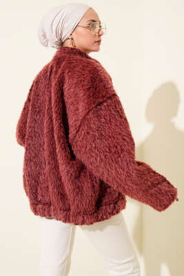 Hakim Yaka Çıtçıtlı Sakallı Ceket Bordo - Ceket