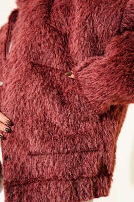 Hakim Yaka Çıtçıtlı Sakallı Ceket Bordo - Ceket