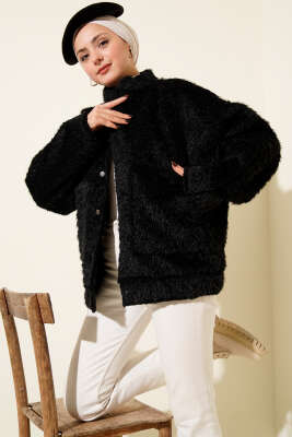 Hakim Yaka Çıtçıtlı Sakallı Ceket Siyah - MD TREND