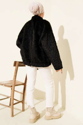 Hakim Yaka Çıtçıtlı Sakallı Ceket Siyah - Ceket