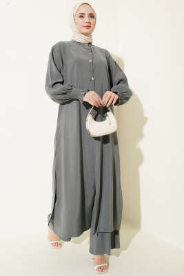 Hakim Yaka Düğmeli Basic İkili Takım Küf Yeşili - MODA NORVELLA