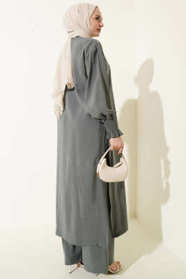 Hakim Yaka Düğmeli Basic İkili Takım Küf Yeşili - İkili Takım