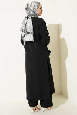 Hakim Yaka Düğmeli Basic İkili Takım Siyah - İkili Takım