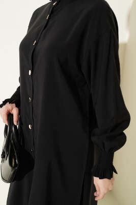 Hakim Yaka Düğmeli Basic İkili Takım Siyah - İkili Takım