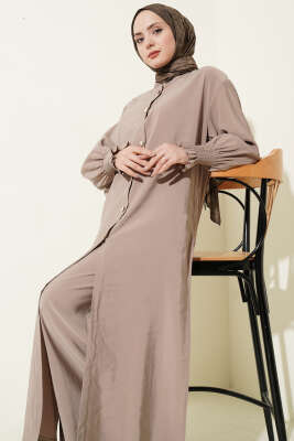 Hakim Yaka Düğmeli Basic İkili Takım Vizon - İkili Takım