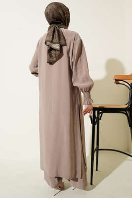 Hakim Yaka Düğmeli Basic İkili Takım Vizon - İkili Takım