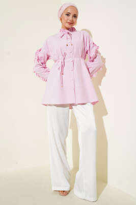 Hakim Yaka Fırfırlı Gömlek Pembe - 300-500 TL Ürünler