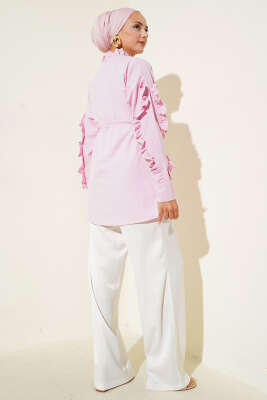 Hakim Yaka Fırfırlı Gömlek Pembe - 300-500 TL Ürünler