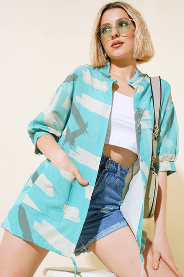 Hakim Yaka Gömlek Petrol Yeşili - Yeni Giyim