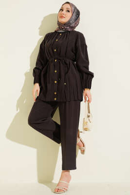 Hakim Yaka İp Bağcıklı İkili Takım Acı Kahve - HEWES