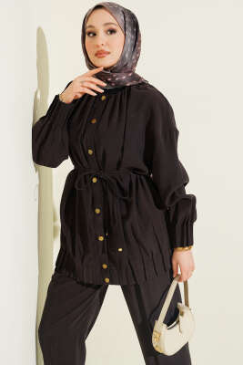 Hakim Yaka İp Bağcıklı İkili Takım Acı Kahve - İkili Takım