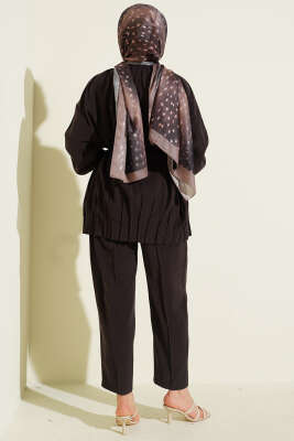 Hakim Yaka İp Bağcıklı İkili Takım Acı Kahve - İkili Takım