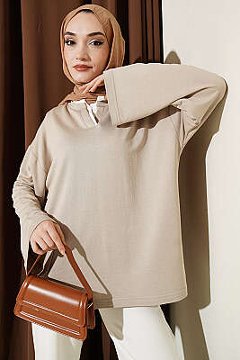 Hakim Yaka Loyşa Tunik Bej - SAS
