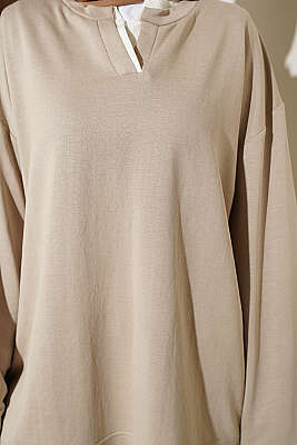 Hakim Yaka Loyşa Tunik Bej - Tunik