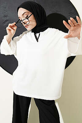 Hakim Yaka Loyşa Tunik Beyaz - SAS