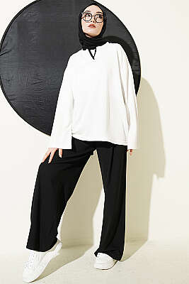 Hakim Yaka Loyşa Tunik Beyaz - Tunik