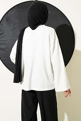 Hakim Yaka Loyşa Tunik Beyaz - Tunik