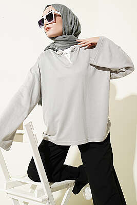 Hakim Yaka Loyşa Tunik Gri - SAS