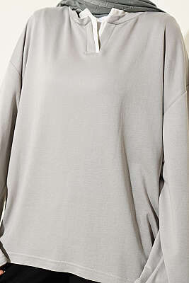 Hakim Yaka Loyşa Tunik Gri - Tunik