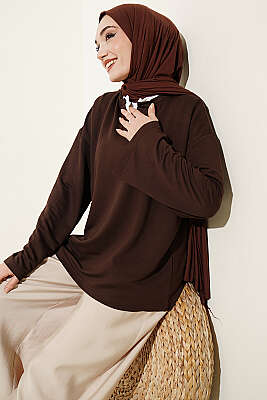 Hakim Yaka Loyşa Tunik Kahve - 300-500 TL Ürünler