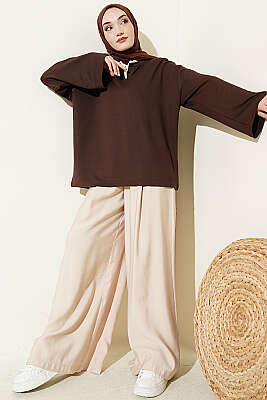 Hakim Yaka Loyşa Tunik Kahve - Tunik
