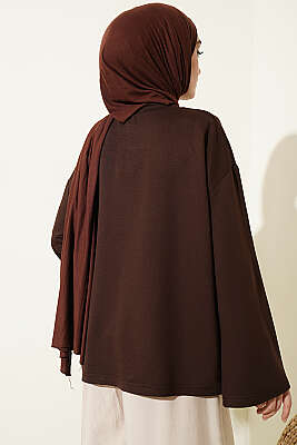 Hakim Yaka Loyşa Tunik Kahve - Tunik