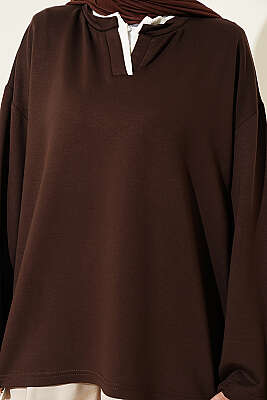 Hakim Yaka Loyşa Tunik Kahve - Tunik