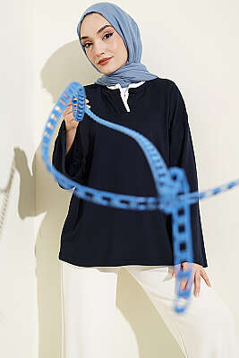 Hakim Yaka Loyşa Tunik Lacivert - SAS