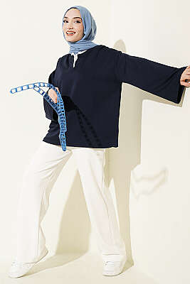 Hakim Yaka Loyşa Tunik Lacivert - Tunik