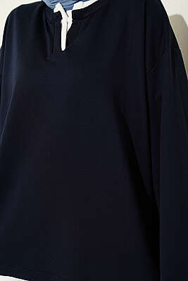 Hakim Yaka Loyşa Tunik Lacivert - Tunik