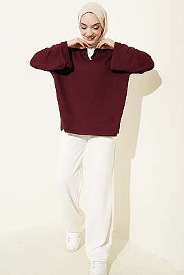 Hakim Yaka Loyşa Tunik Mürdüm - Tunik