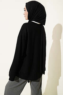 Hakim Yaka Loyşa Tunik Siyah - Tek Kalanlar