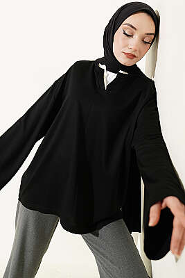 Hakim Yaka Loyşa Tunik Siyah 